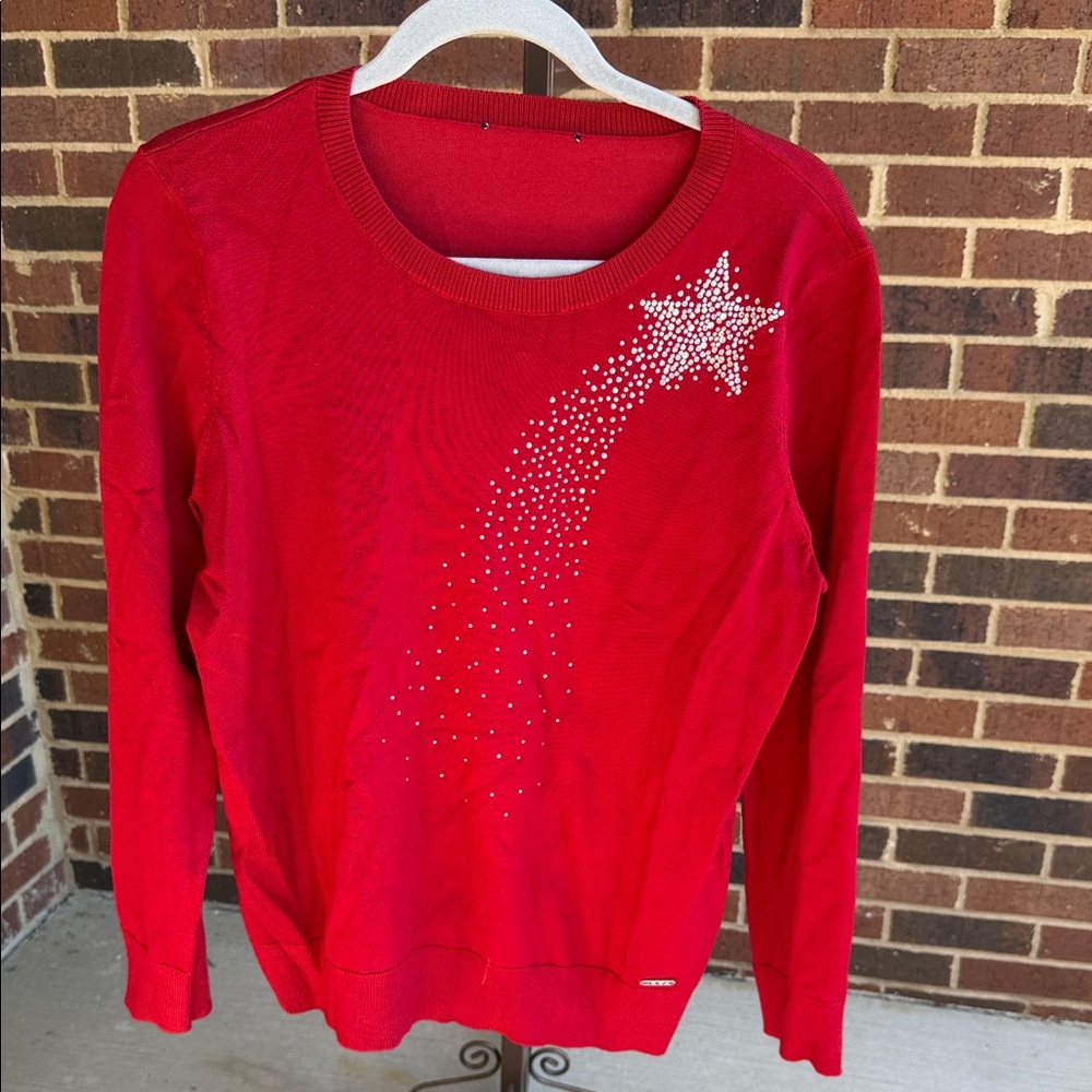DKNY Red Sweater with Star Design
